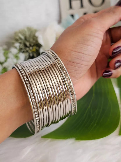 Metallic Silver Bangles