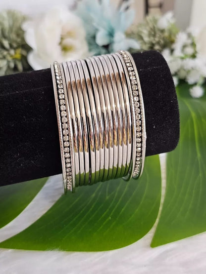 Metallic Silver Bangles