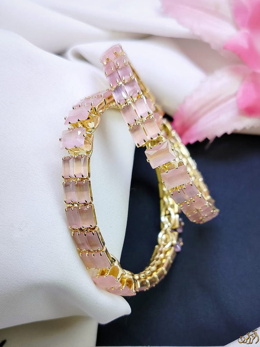 Zircon Fancy Bangles 2pcs (Pink)