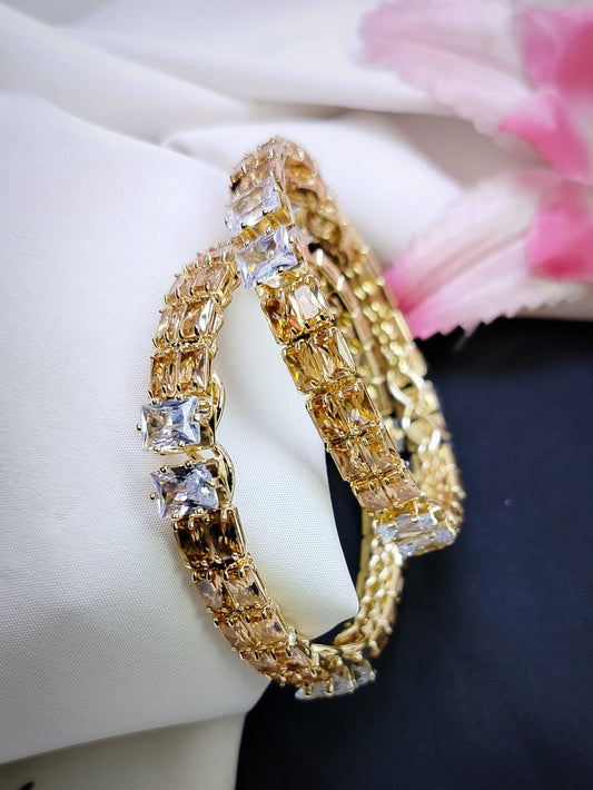 Zircon FancyBangles 2pcs (Golden)