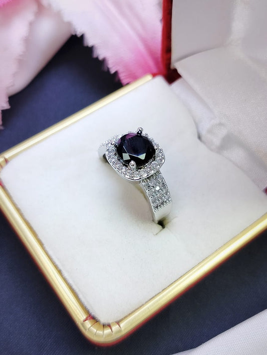 Zircon Fancy Silver Ring (Black)