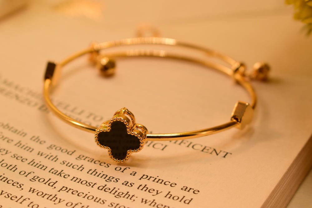 Gold Black clover Bracelet