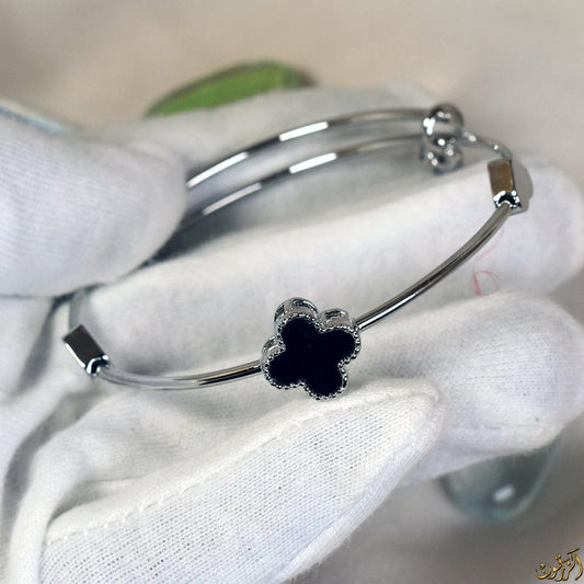 Silver Black Clover Bracelet