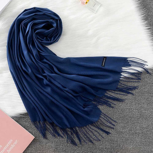 Plain Cashmere Navy Blue